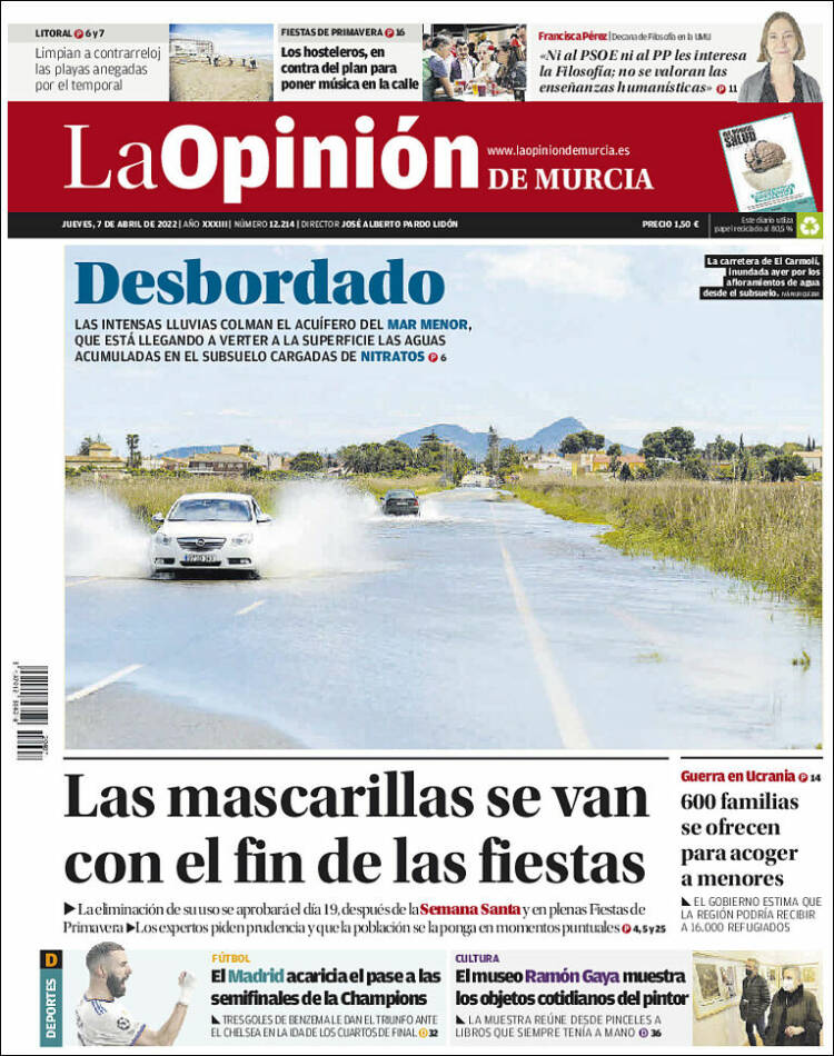 Portada de La Opinión de Murcia (Espa&ntilde;a)