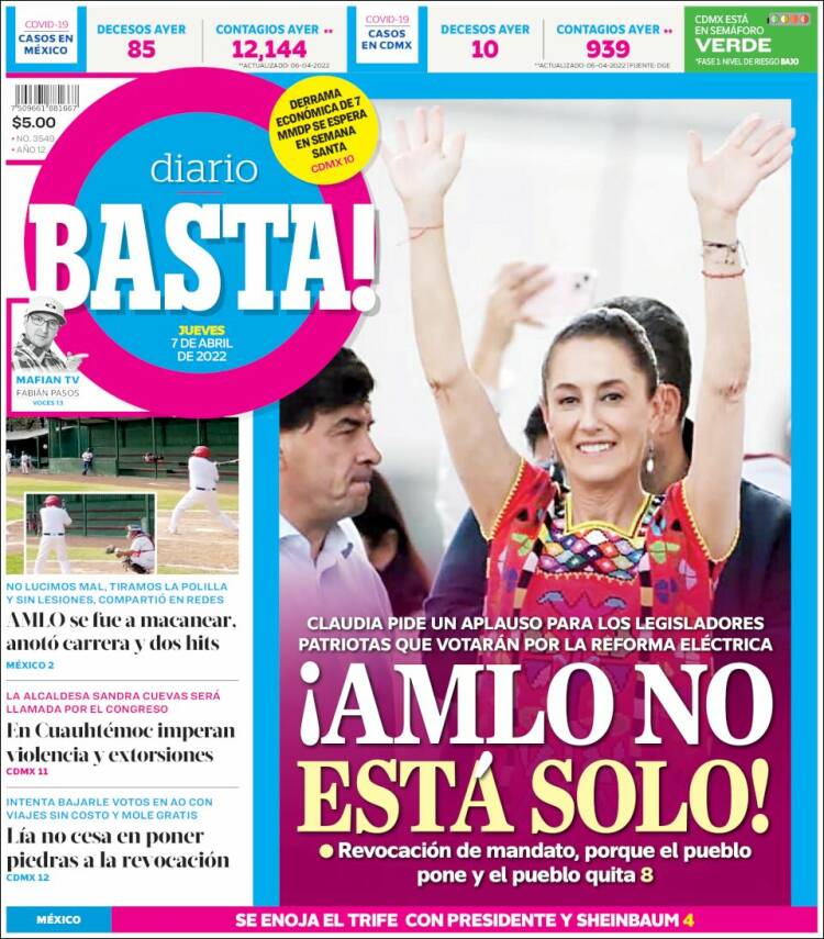 Portada de Diario Basta (Mexique)