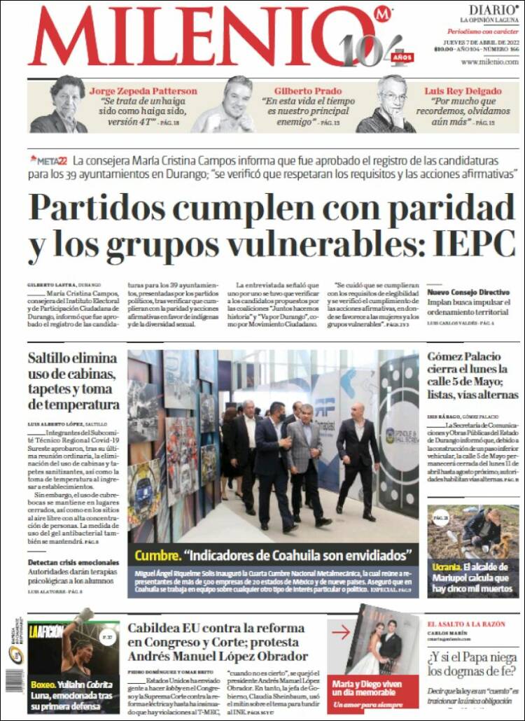 Portada de Milenio - Laguna (Mexico)