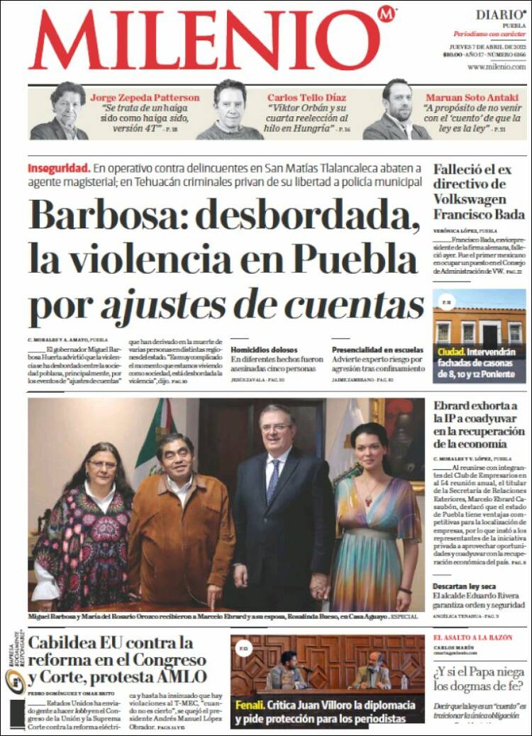 Portada de Milenio de Puebla (México)