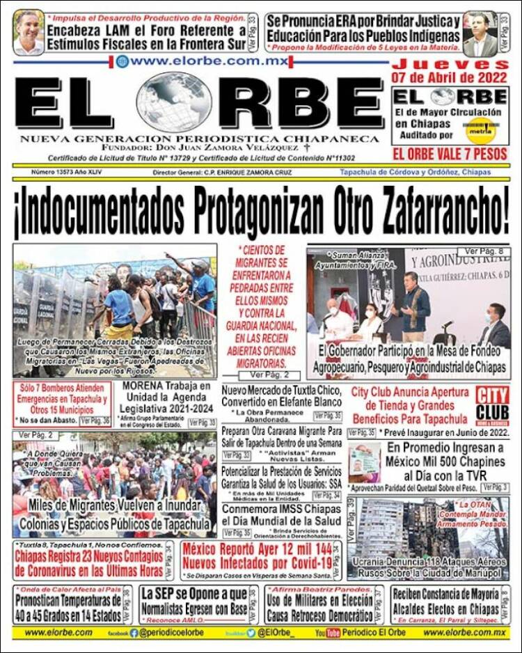 Portada de El Orbe (Mexico)