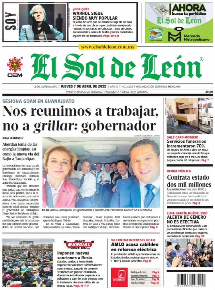 Portada de El Sol de León (México)