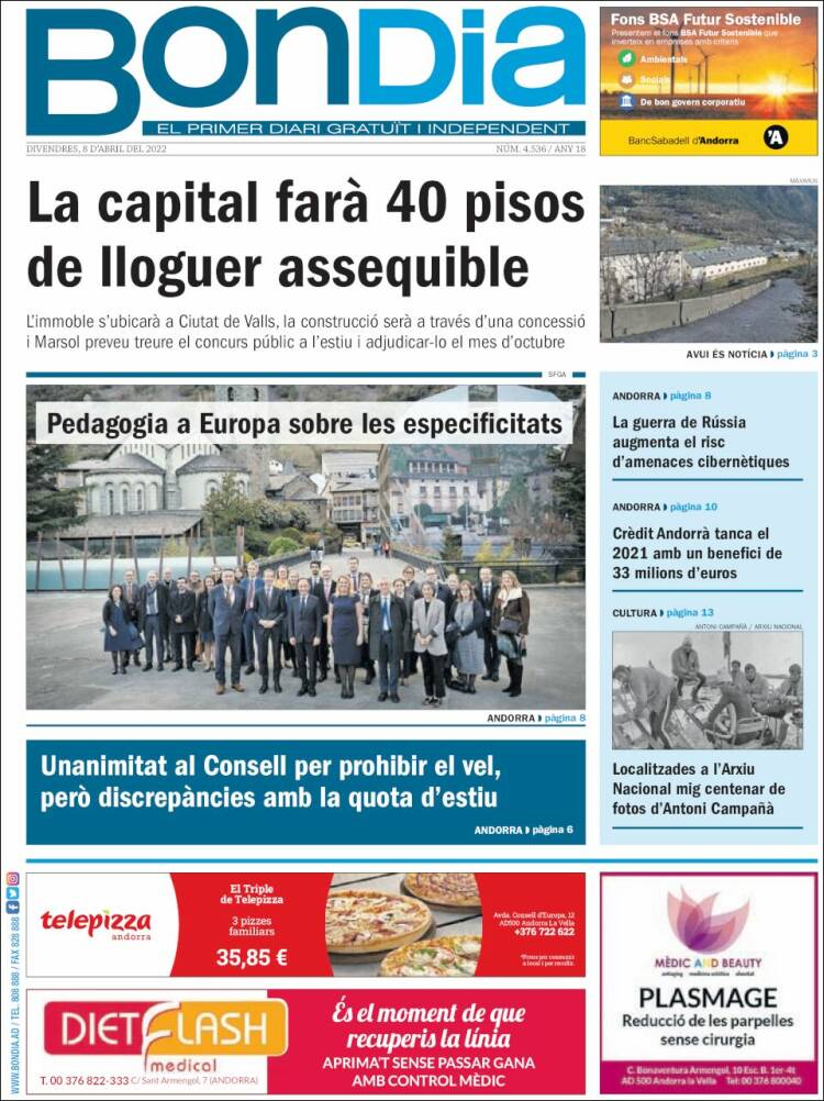 Portada de Diari Bondia (Andorre)