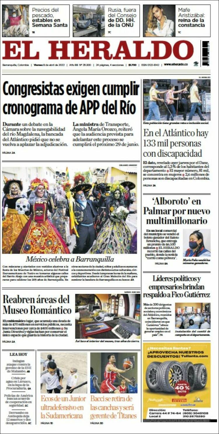 Portada de El Heraldo (Colombia)