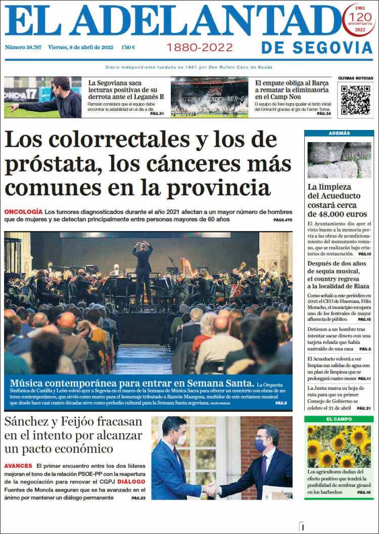 Portada de El Adelantado de Segovia (Espa&ntilde;a)