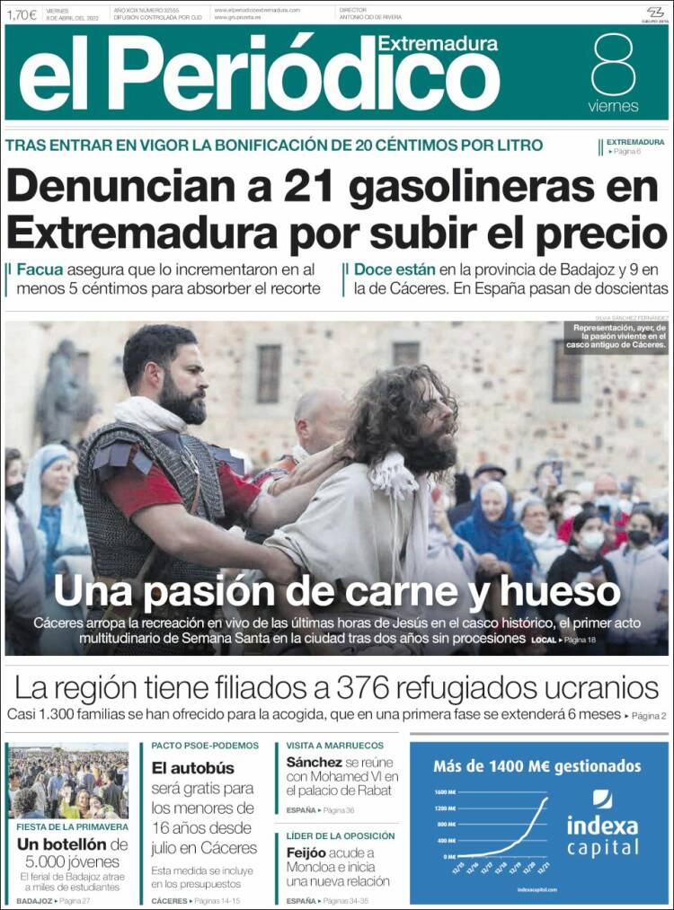 Portada de El Periódico de Extremadura (Espa&ntilde;a)