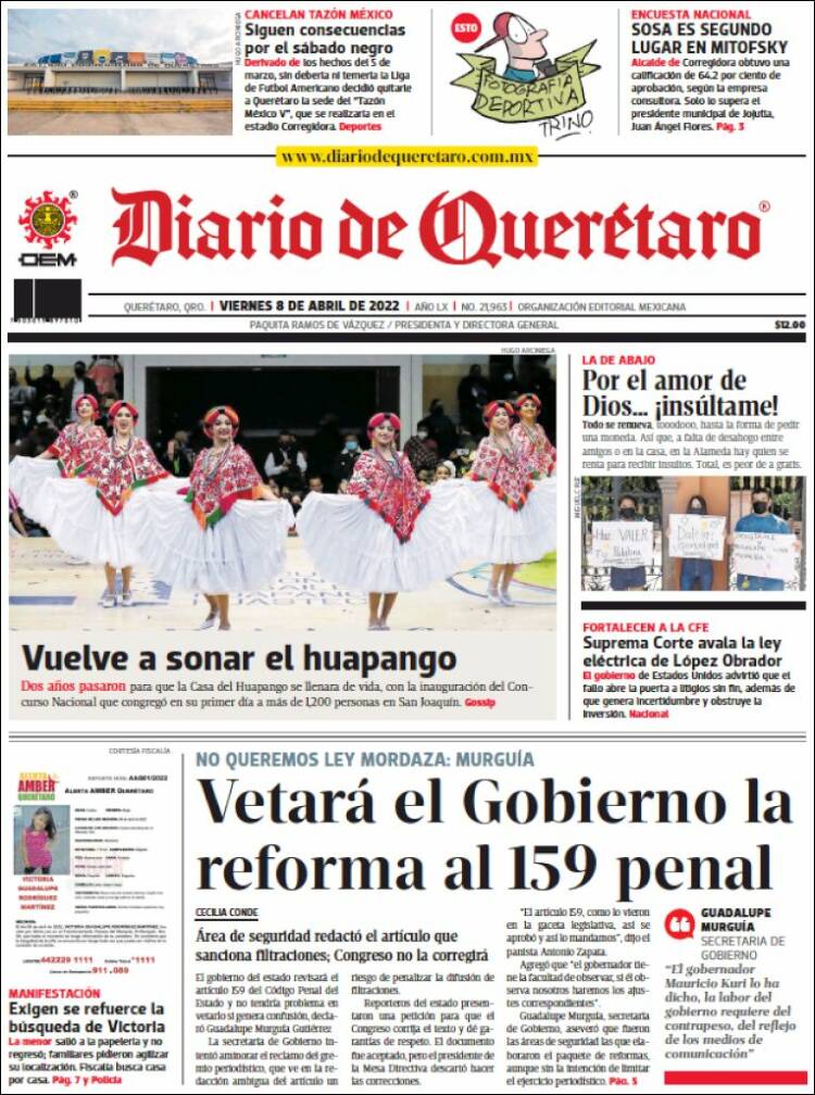 Portada de Diario de Querétaro (Mexico)