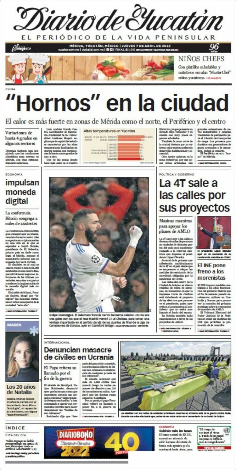 Portada de Diario de Yucatán (Mexique)