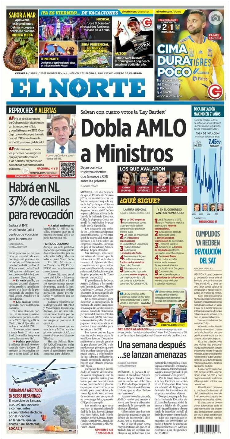 Portada de El Norte (Mexique)