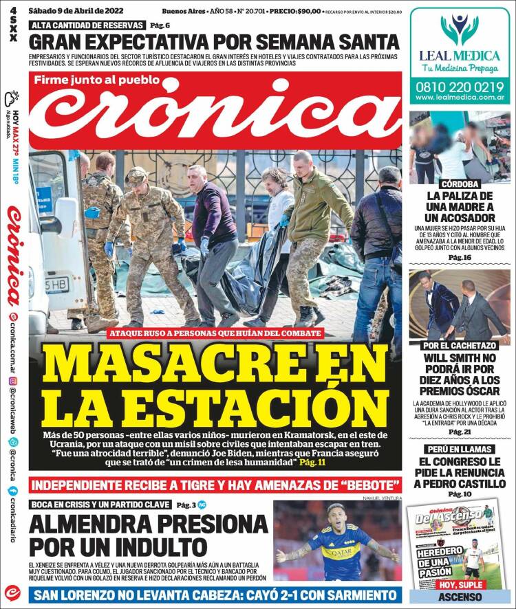 Portada de Crónica (Argentina)