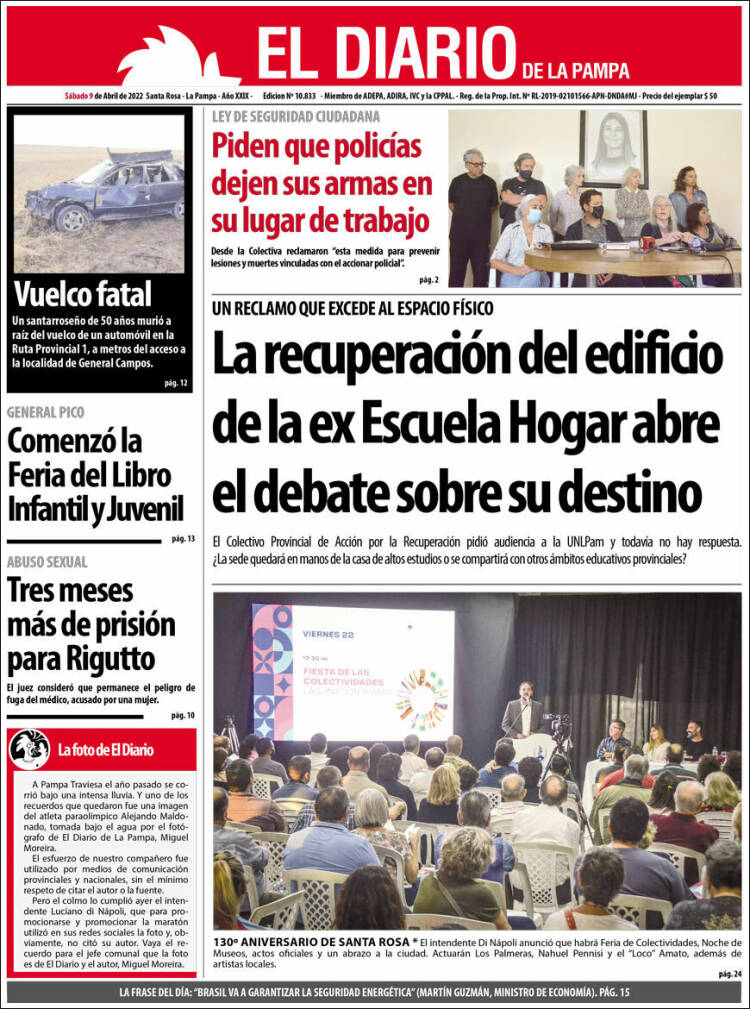 Portada de Diario de La Pampa (Argentina)