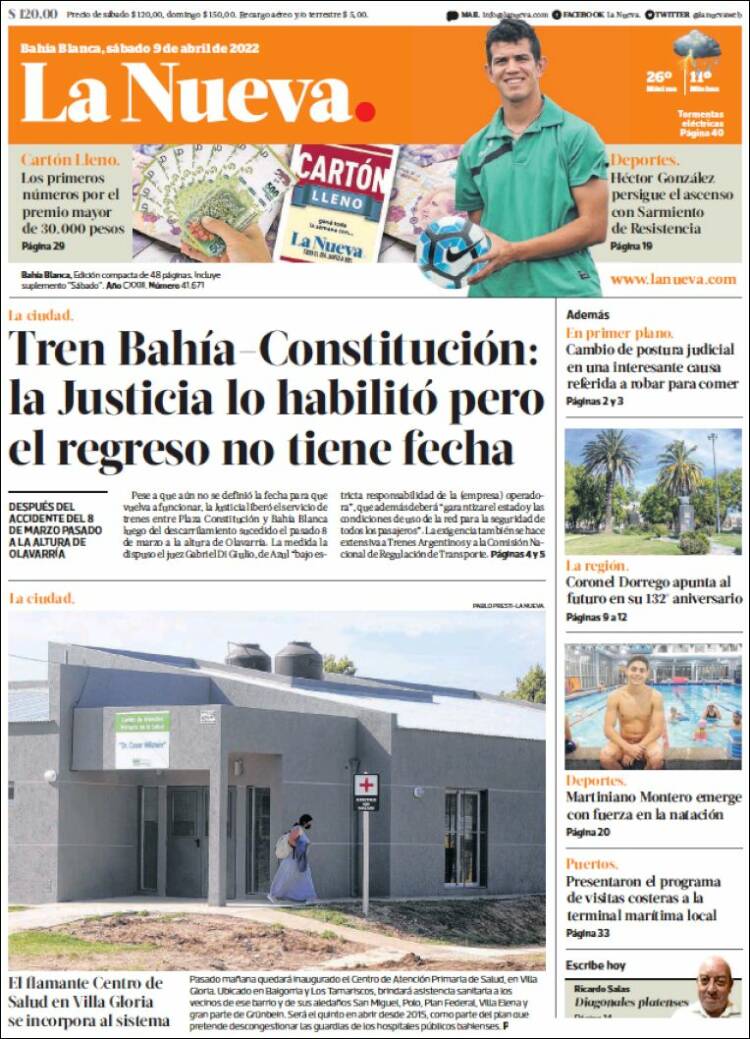 Portada de La Nueva Provincia (Argentina)