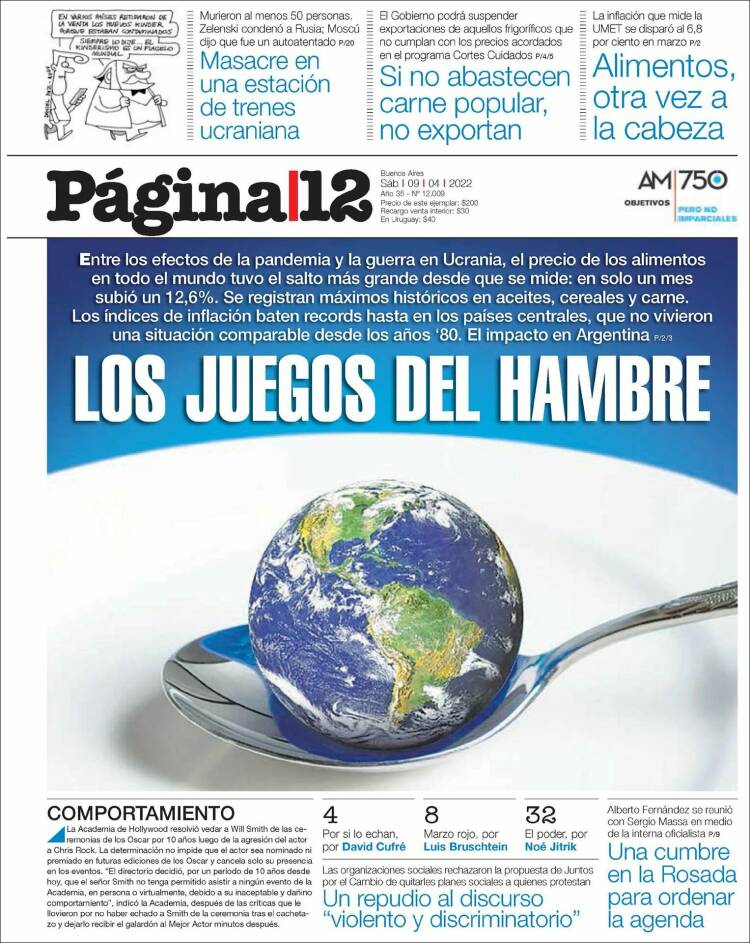 Portada de Página/12 (Argentina)