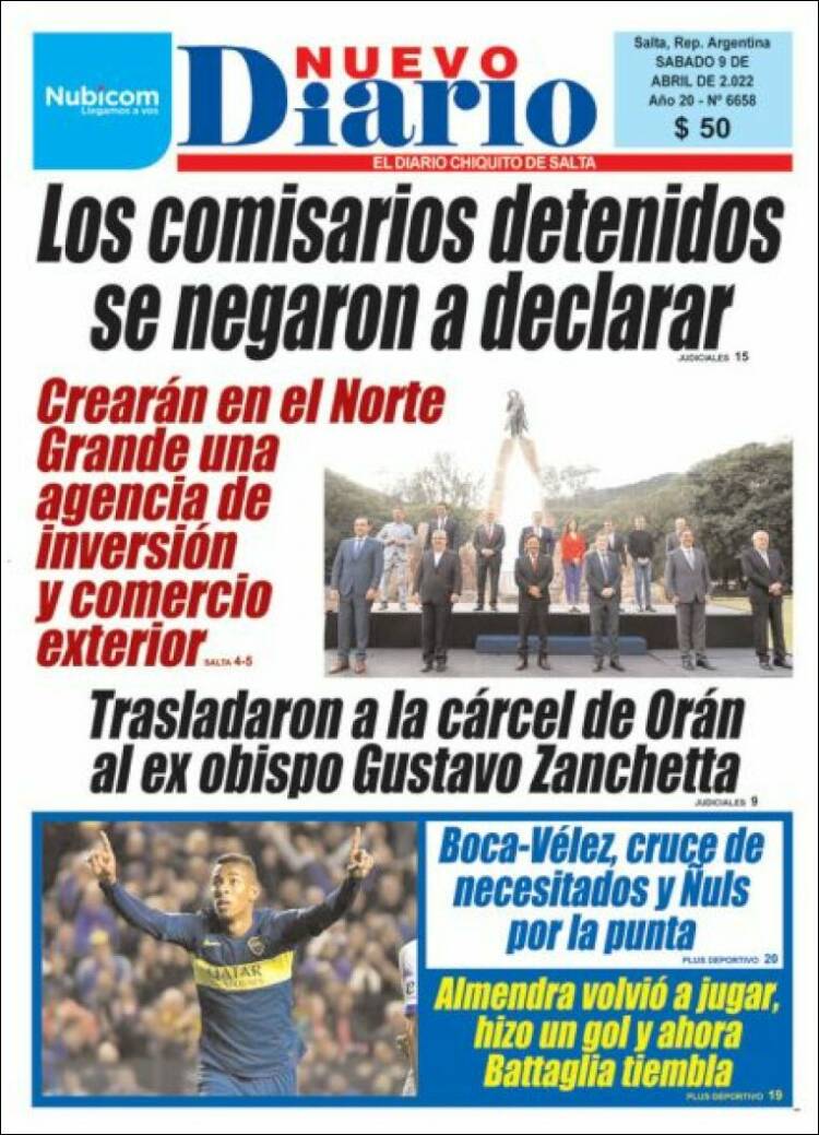 Portada de Nuevo Diario de Salta (Argentina)