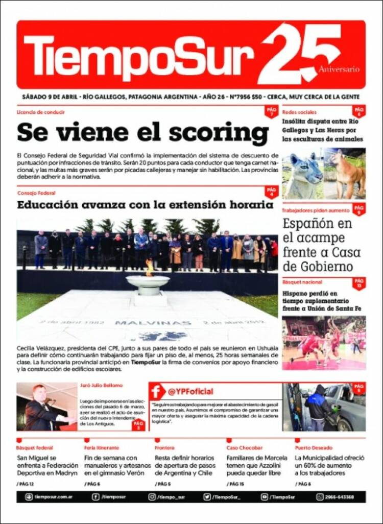 Portada de Tiempo Sur (Argentina)