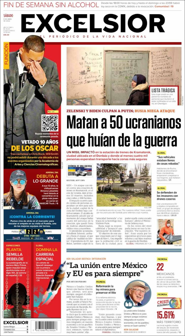 Portada de Excelsior (M&eacute;xico)
