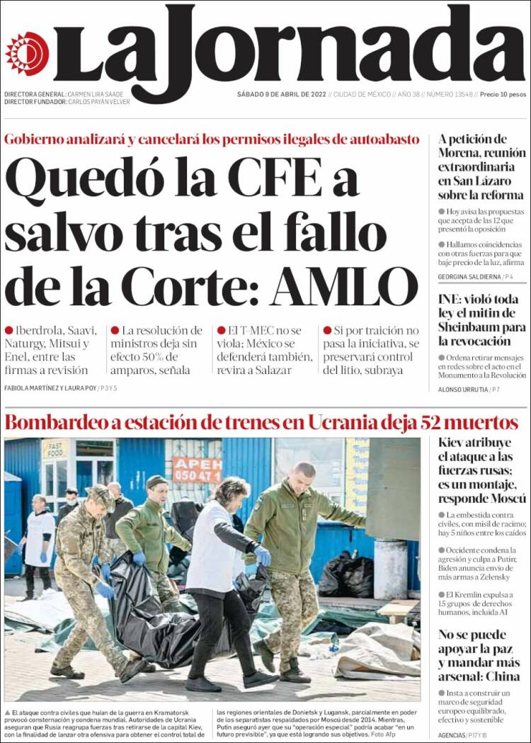 Portada de La Jornada (M&eacute;xico)