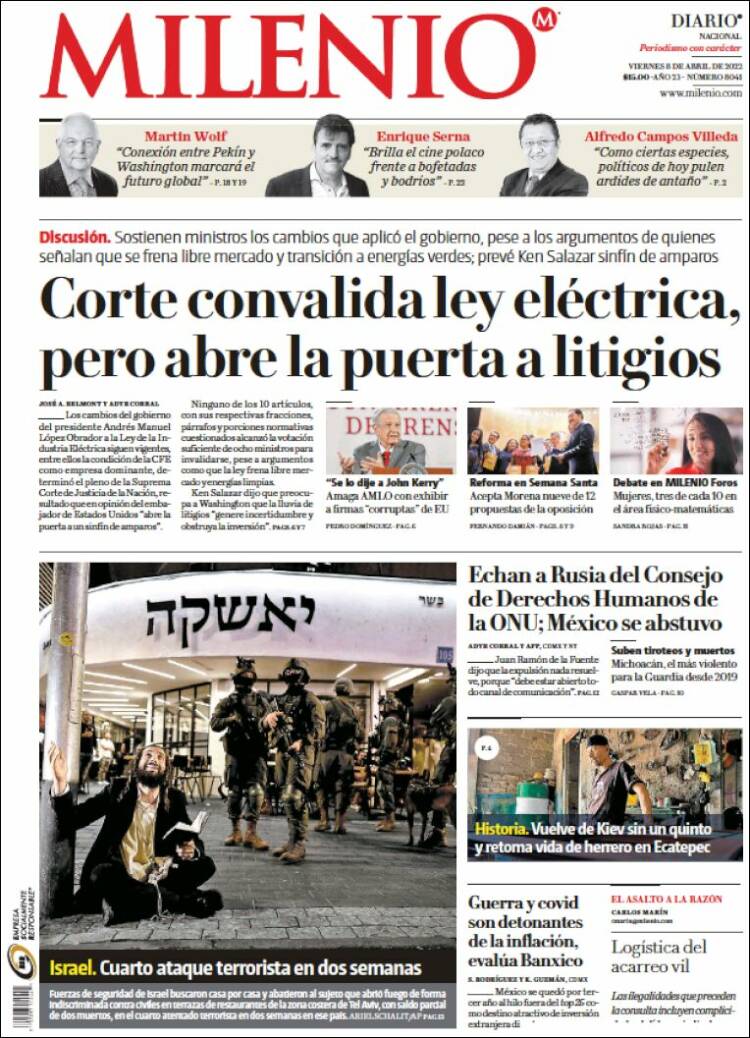 Portada de Milenio (M&eacute;xico)