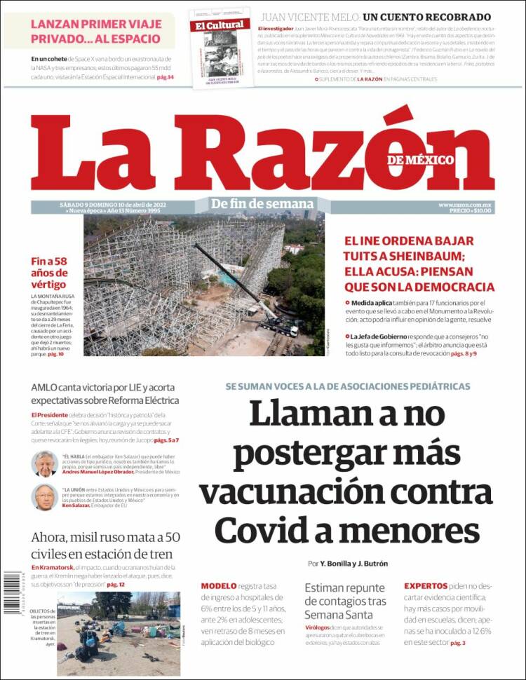 Portada de La Razón (M&eacute;xico)
