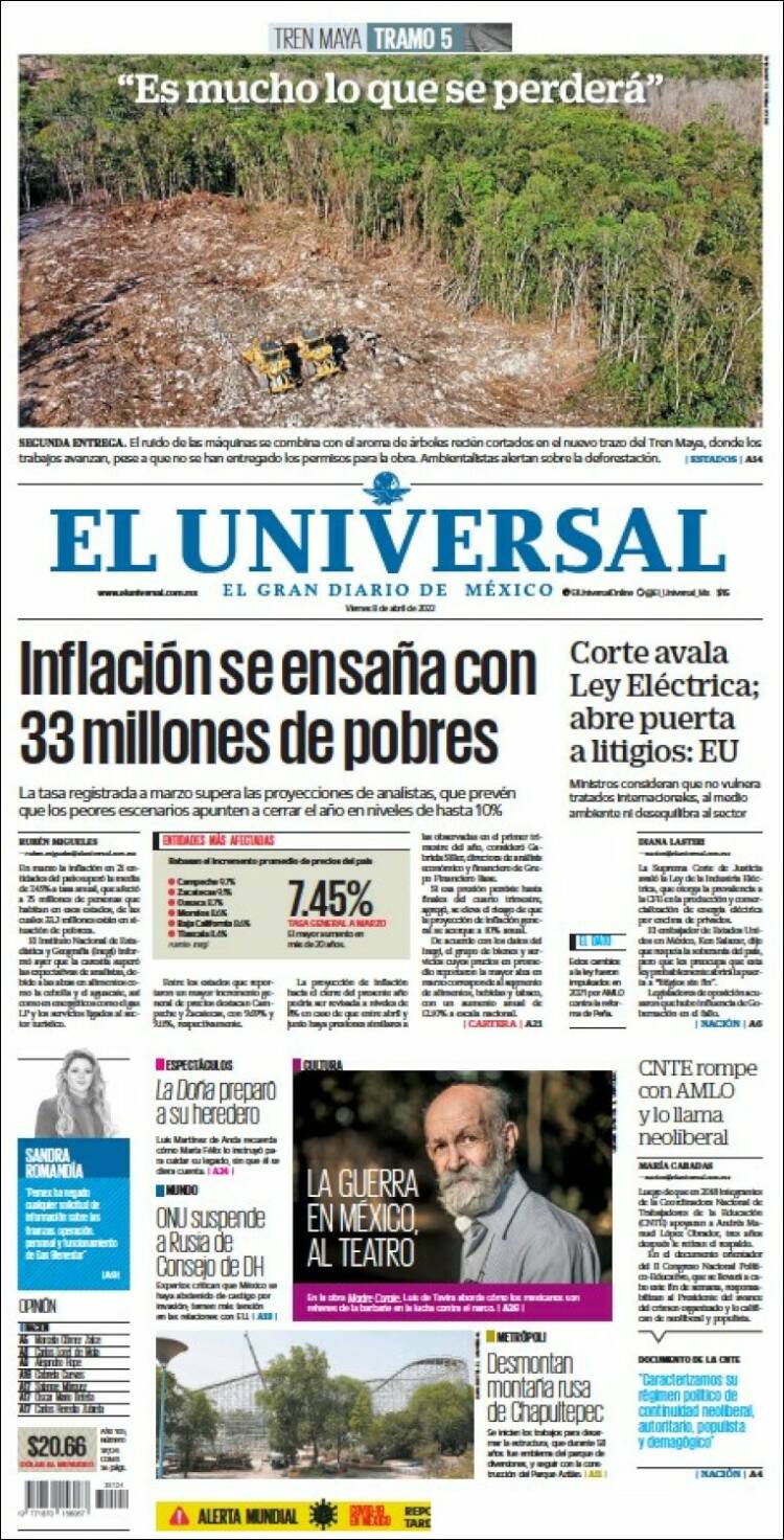 Portada de El Universal (M&eacute;xico)