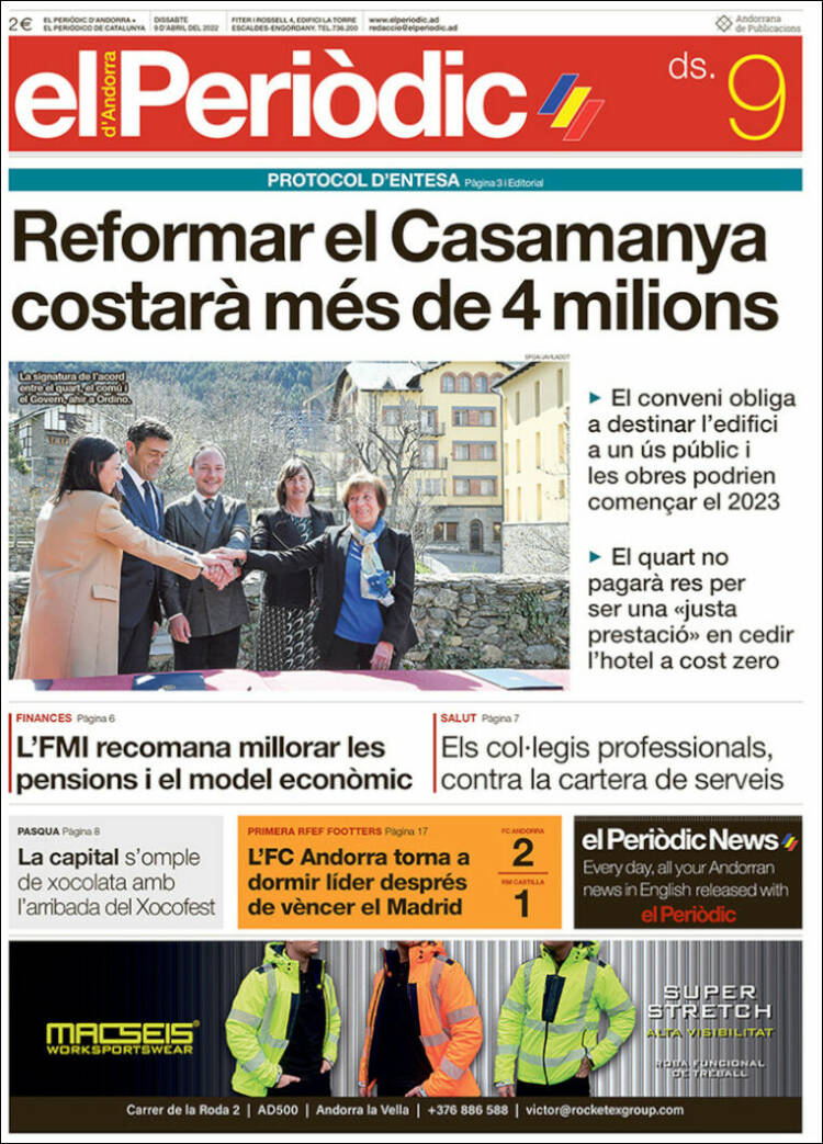 Portada de El Periòdic d'Andorra (Andorra)