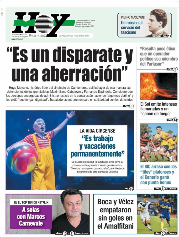 Portada de Diario Hoy (Argentina)