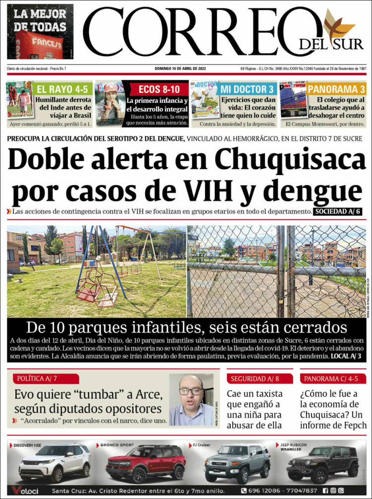 Portada de Correo Sur (Bolivia)