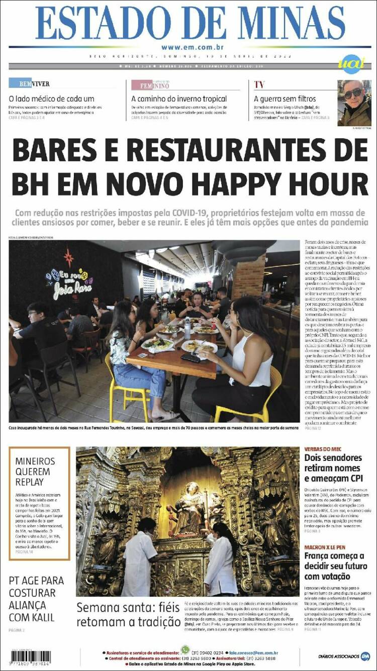 Portada de Jornal Estado de Minas (Brasil)