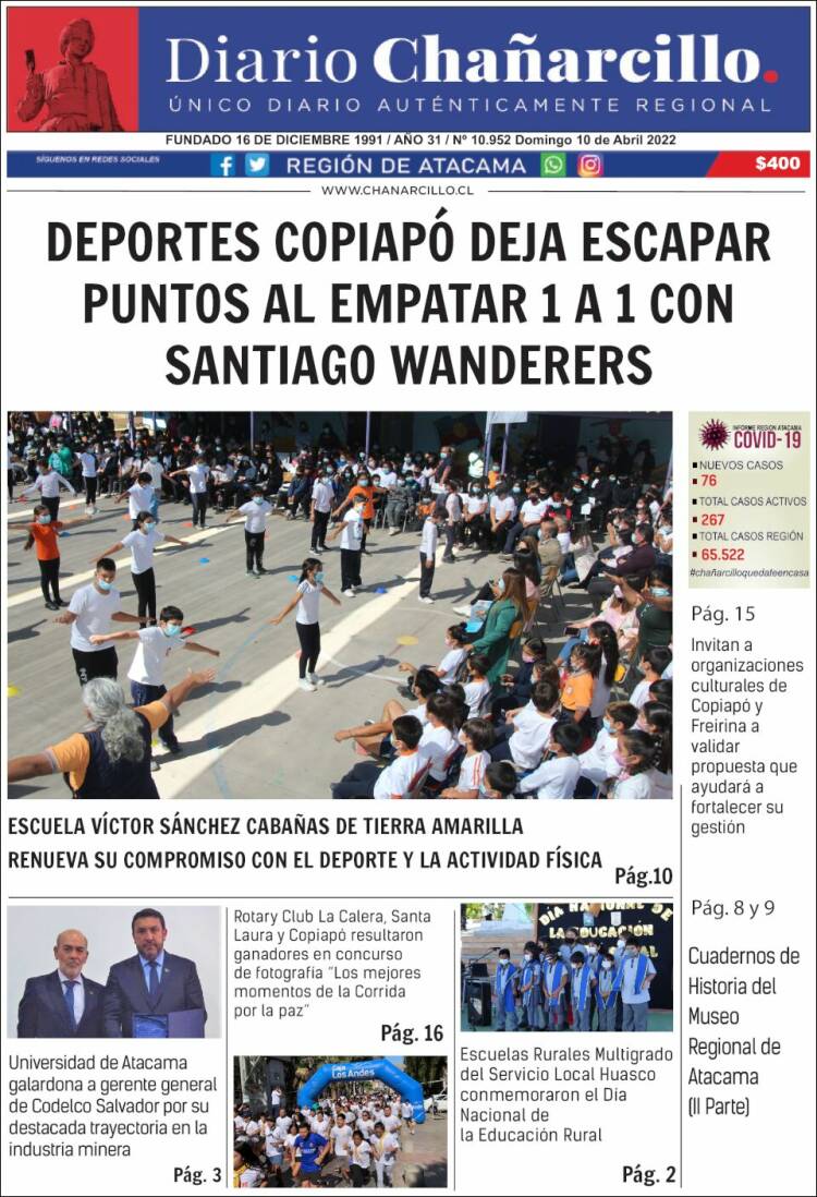 Portada de Diario Chañarcillo (Chile)