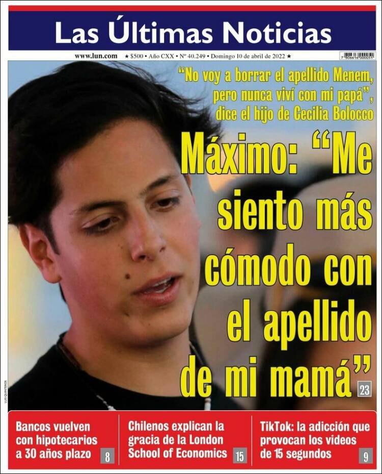 Portada de Las Últimas Noticias (Chile)