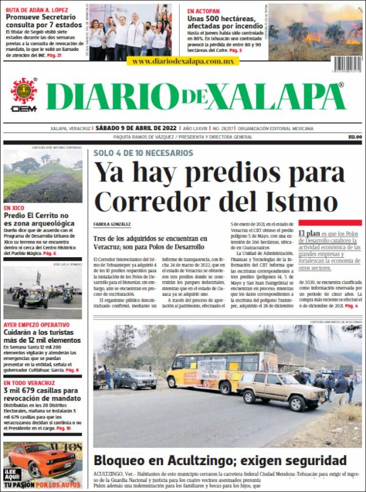 Portada de Diario de Xalapa (M&eacute;xico)