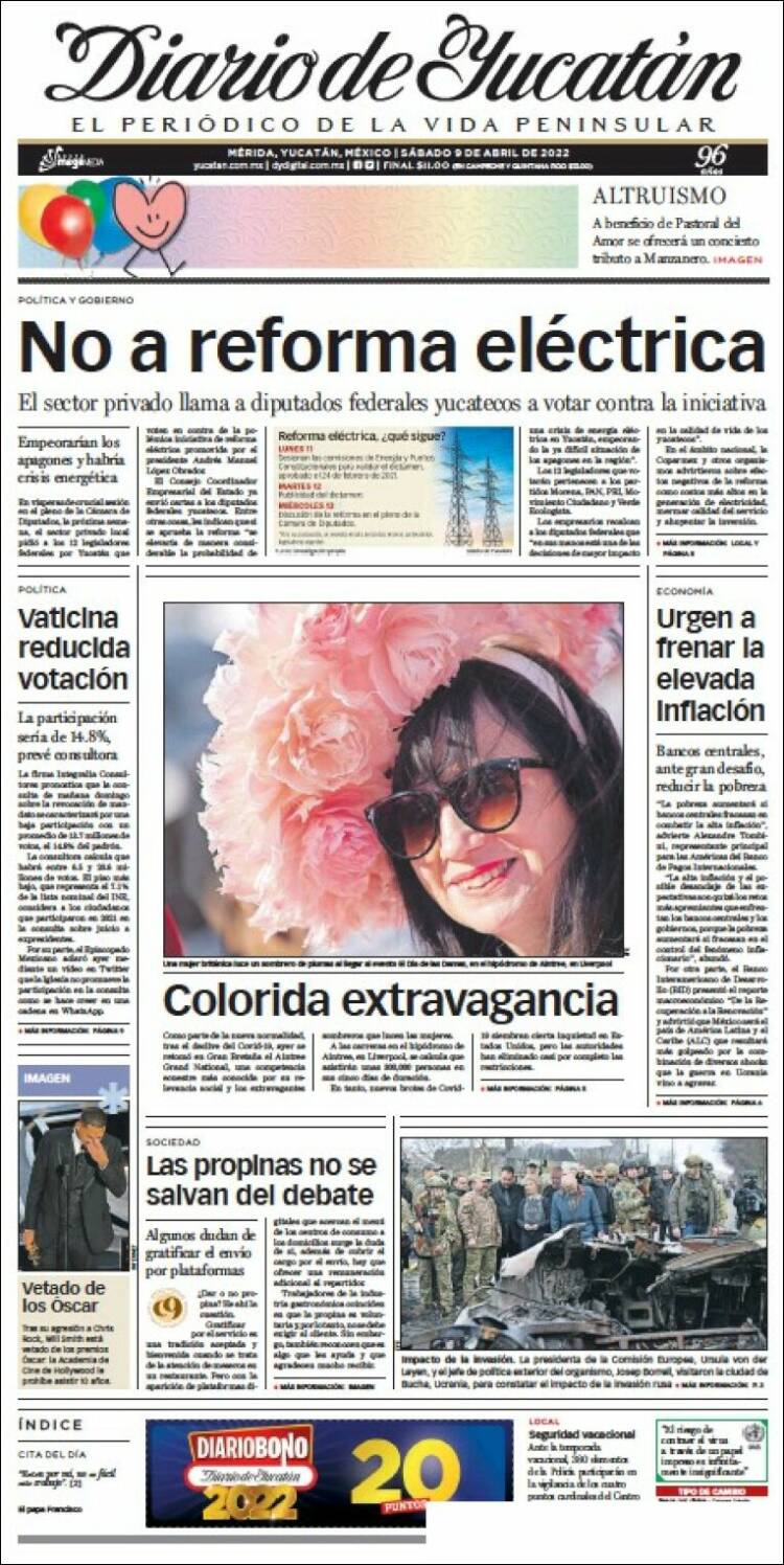 Portada de Diario de Yucatán (M&eacute;xico)