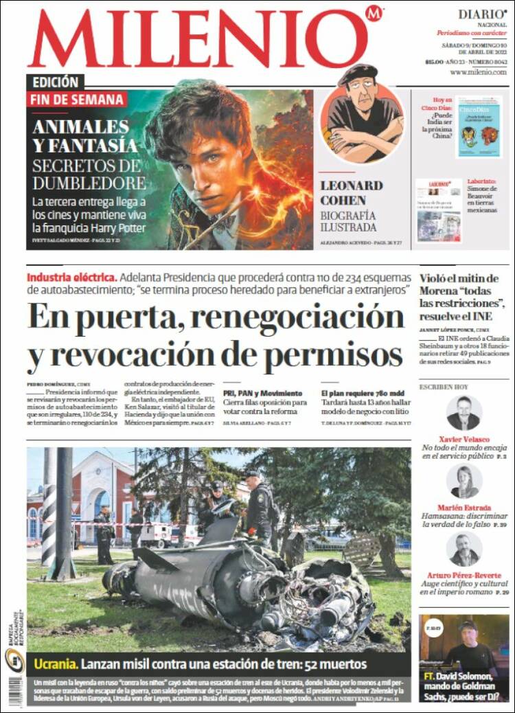 Portada de Milenio (M&eacute;xico)