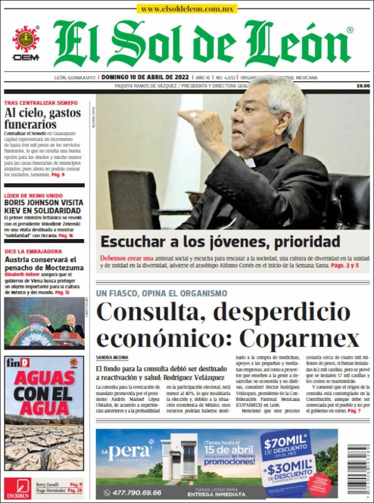 Portada de El Sol de León (M&eacute;xico)