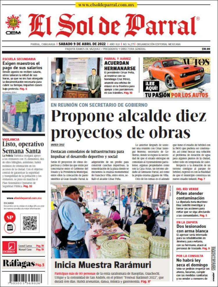 Portada de El Sol de Parral (M&eacute;xico)