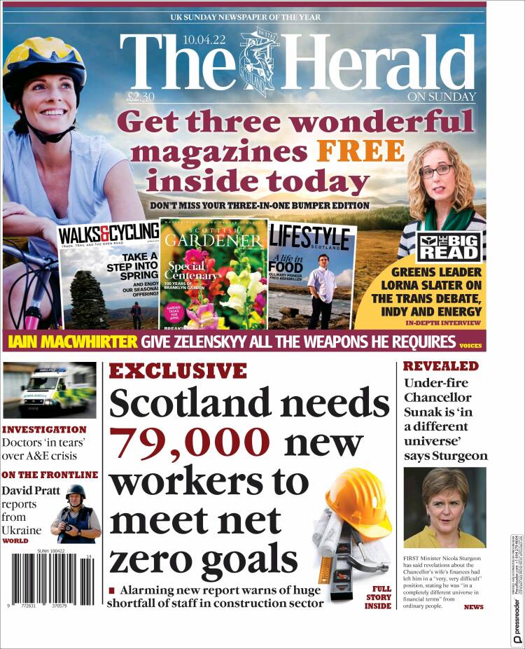 Portada de The Herald (Reino Unido)