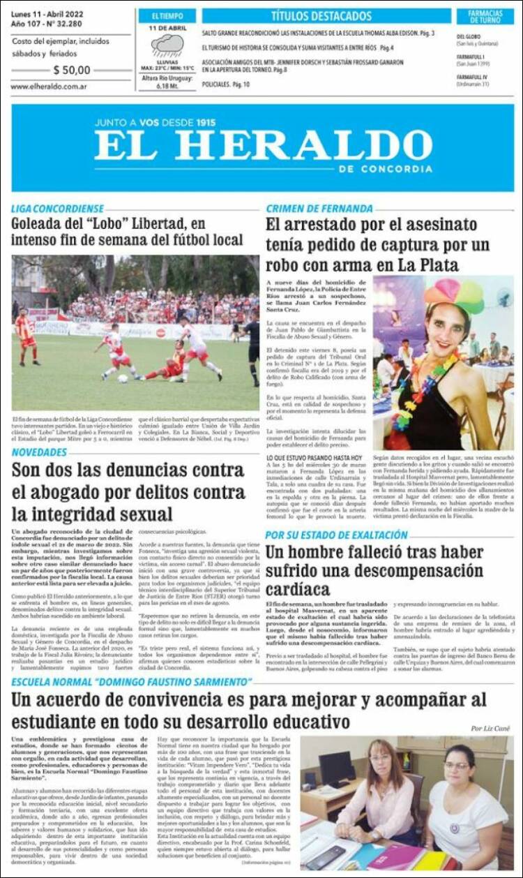 Portada de El Heraldo de Concordia (Argentina)