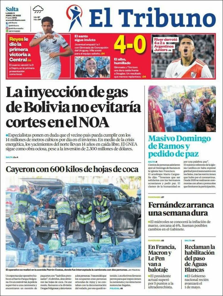 Portada de El Tribuno - Salta (Argentina)