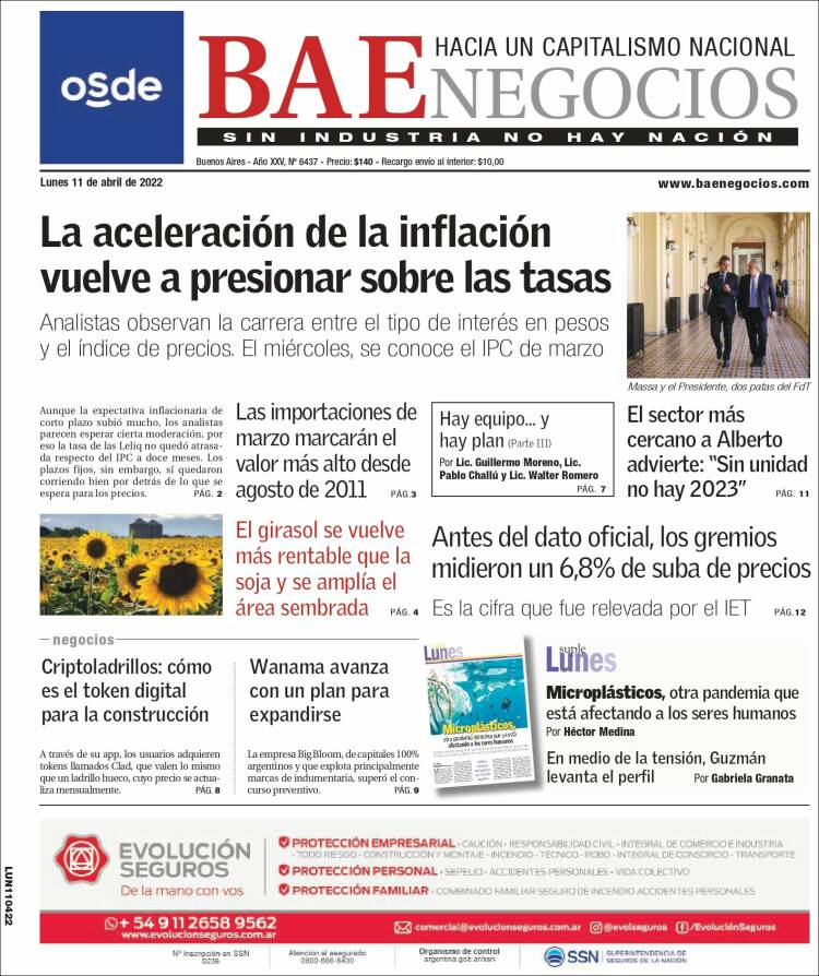 Portada de Buenos Aires Económico (Argentina)