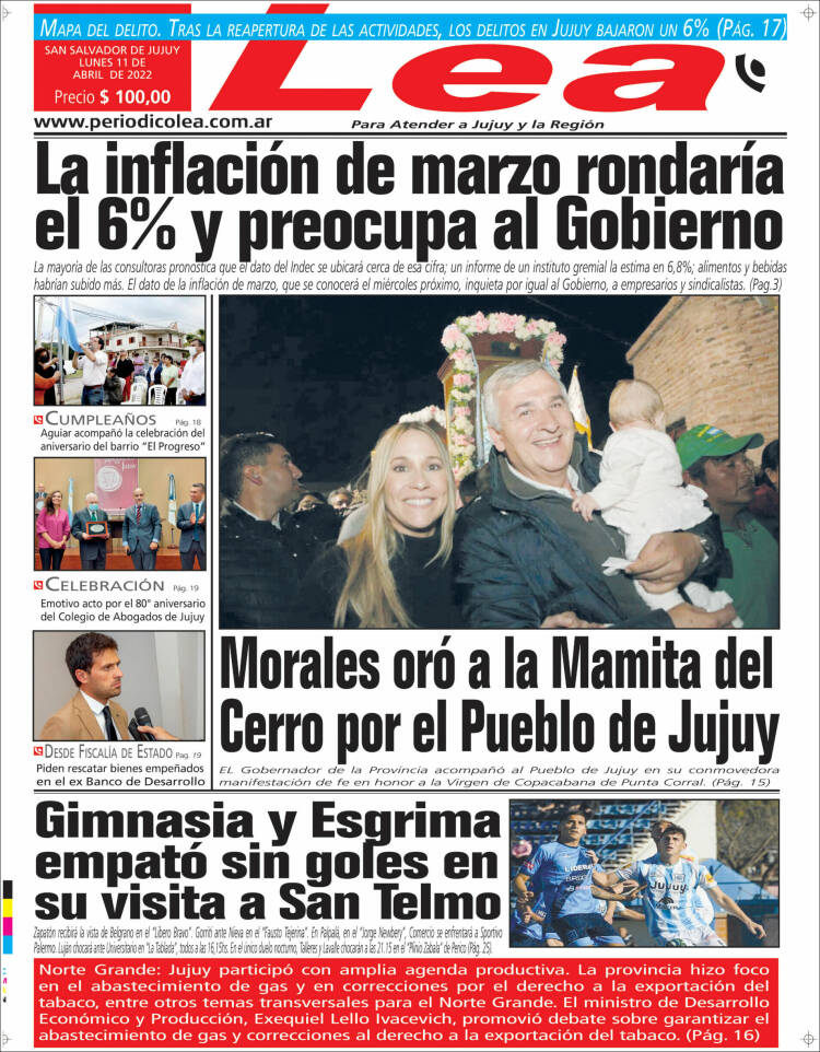 Portada de Periódico Lea (Argentina)