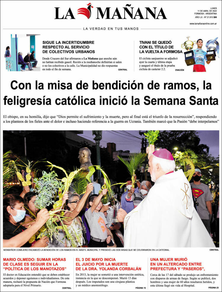 Portada de Diario La Mañana (Argentina)