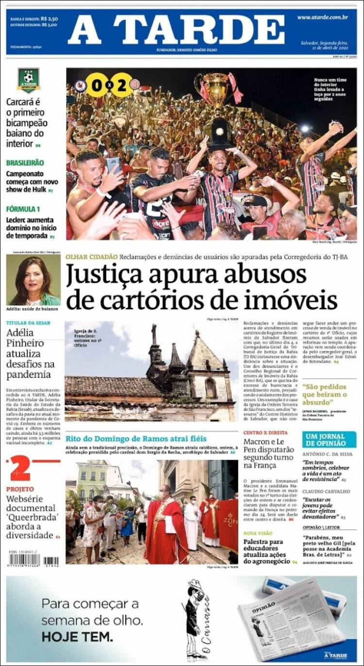 Portada de Diário A Tarde (Brasil)