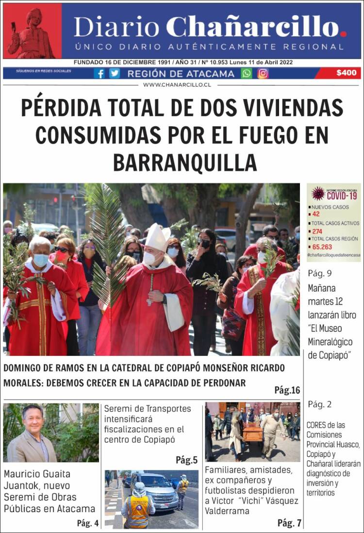 Portada de Diario Chañarcillo (Chile)