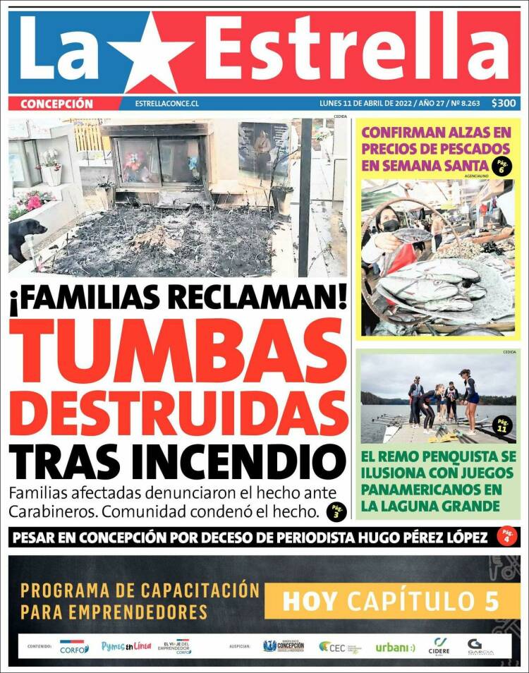 Portada de La Estrella de Concepción (Chile)