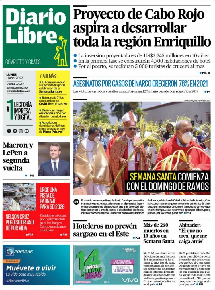 Portada de Diario Libre (R. Dominicana)