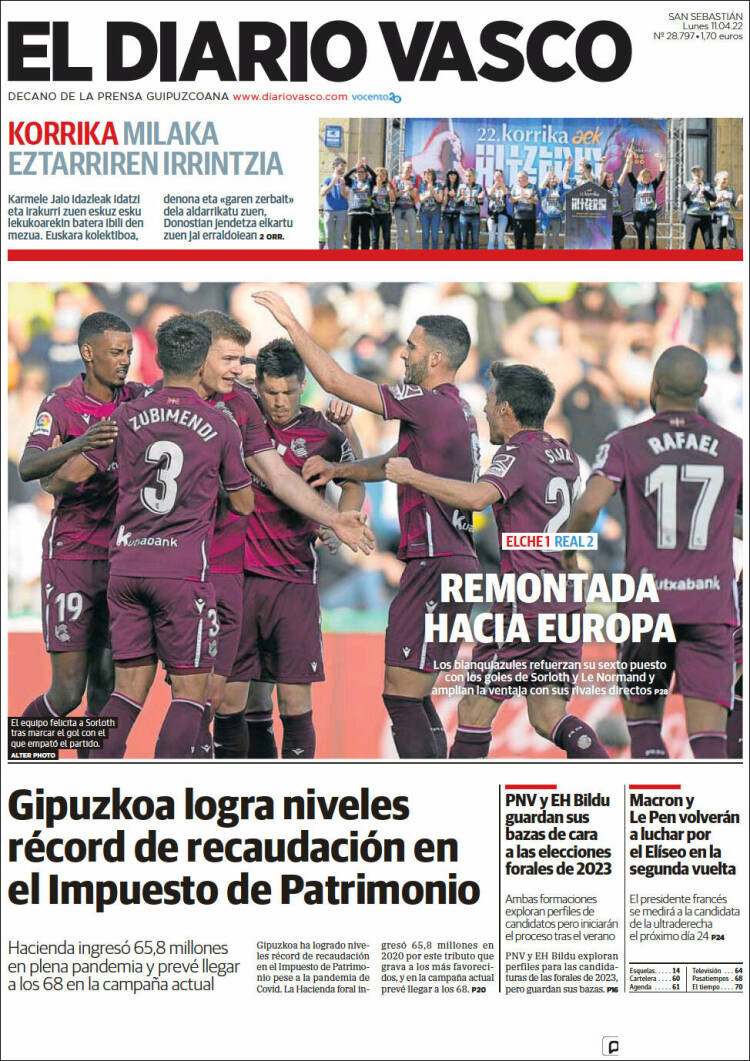 Portada de Diario Vasco (España)