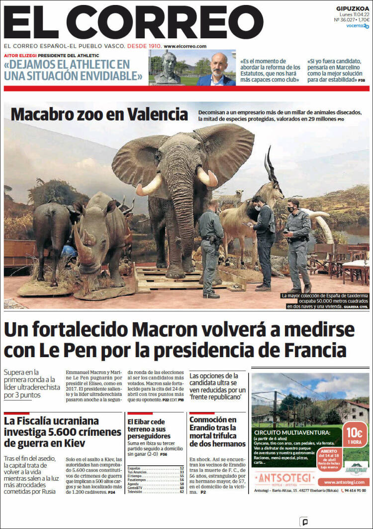 Portada de El Correo - Guipuzcoa (España)