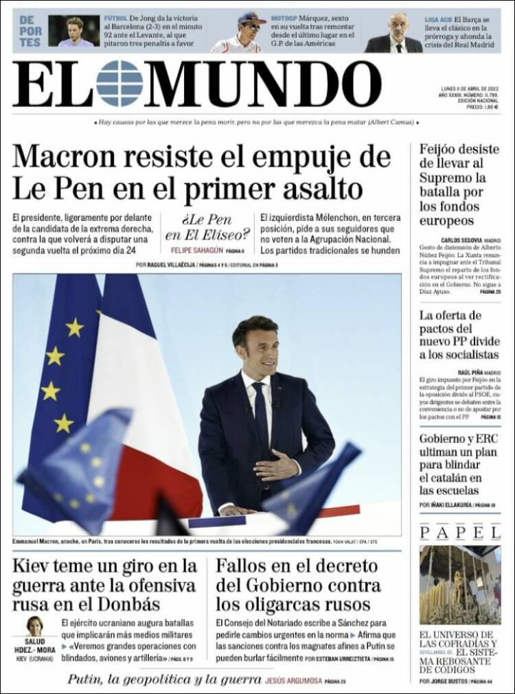 Portada de El Mundo (España)