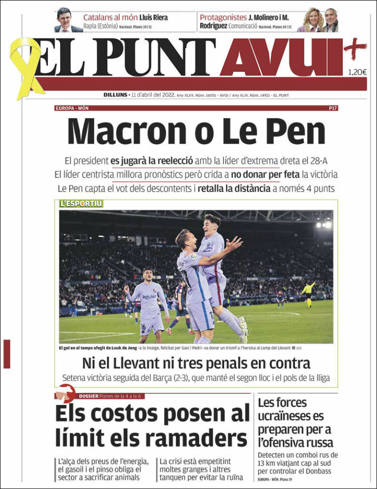 Portada de El Punt Avui (España)