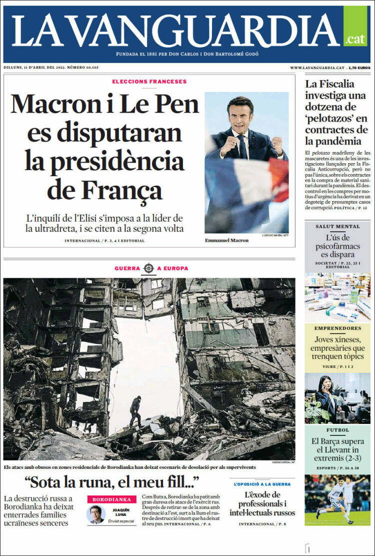 Portada de La Vanguardia (España)